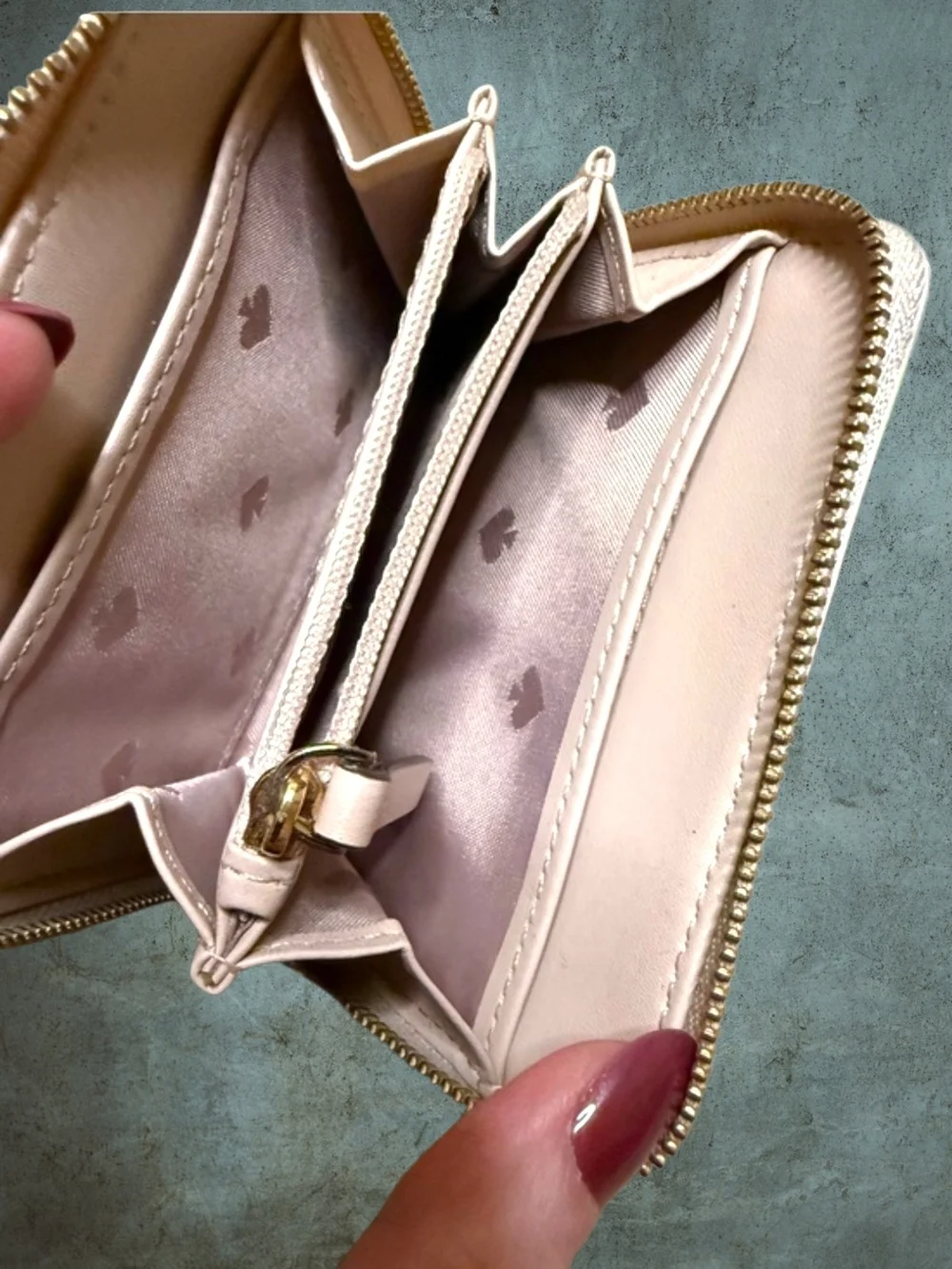 NWT Kate Spade Briar Lane Quilted Zip Card Holder Warm Beige Leather Wallet